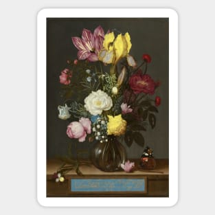 Bouquet of Flowers in a Glass Vase - Ambrosius Bosschaert Painting Sticker